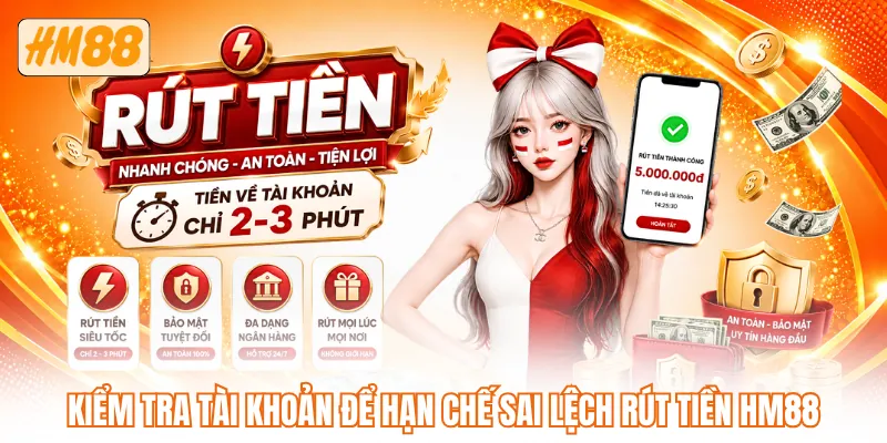 Kiểm tra tài khoản để hạn chế sai lệch rút tiền HM88